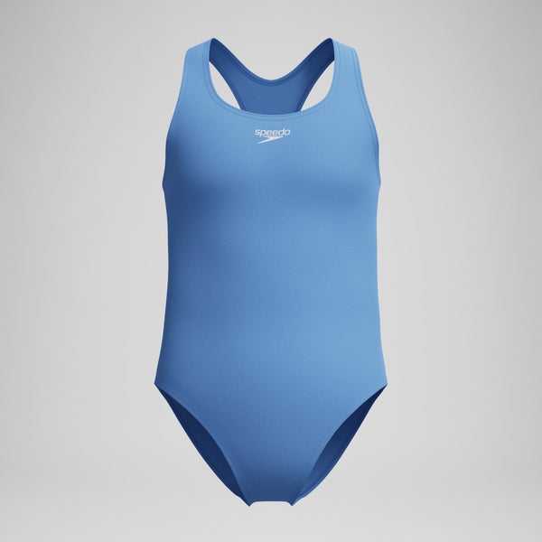 speedo Girls Solid Racerback One Piece Blue