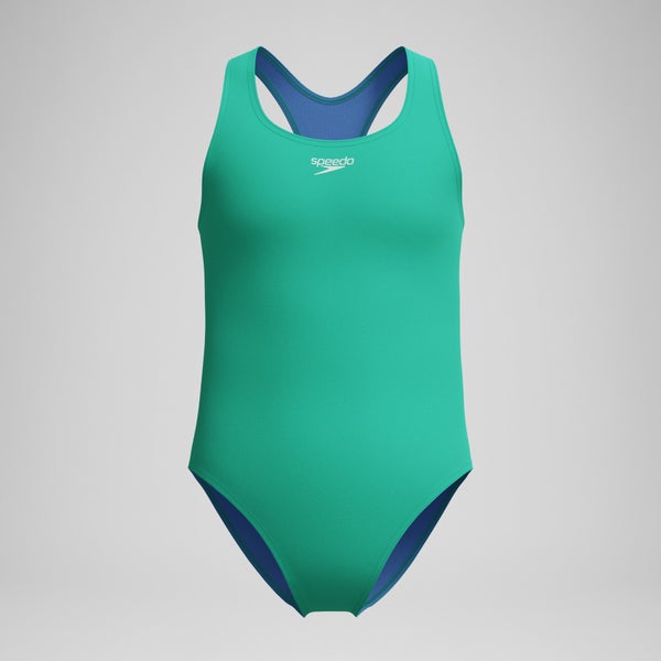 speedo Girls Solid Racerback One Piece Green