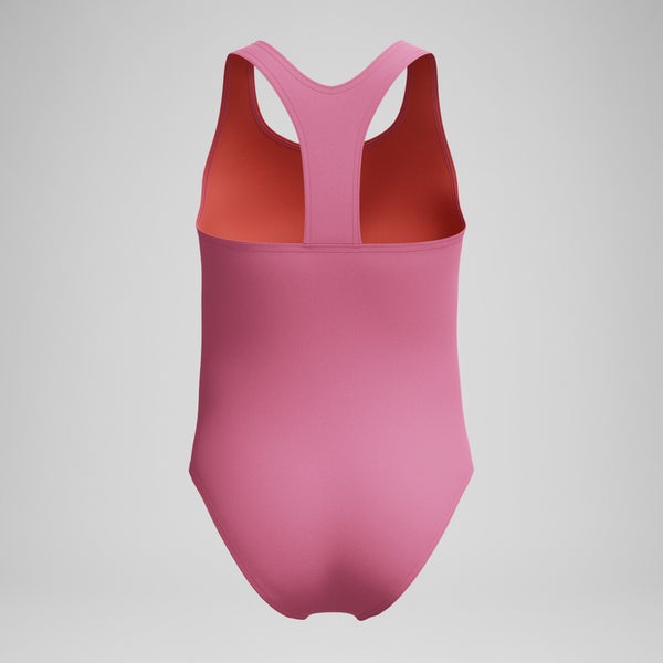 Speedo Girls Solid Racerback One Piece Pink