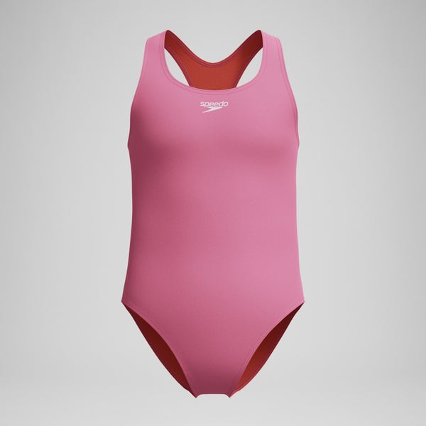 speedo Girls Solid Racerback One Piece Pink