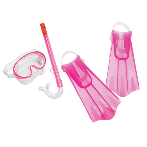 speedo Kids Aqua Quest Mask Snorkel & Fin Set Pink