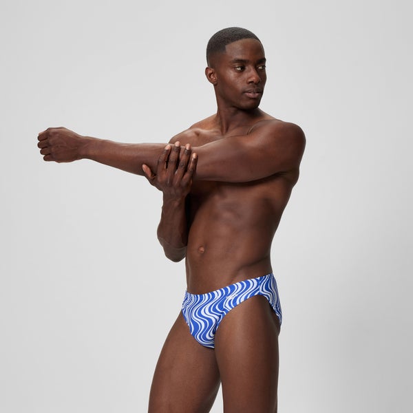 Speedo Men's Beachstar Printed 2" Brief Blue/White