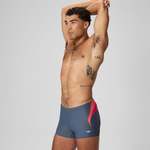 Speedo Men's Beachstar Splice Square Leg Gray/Pink
