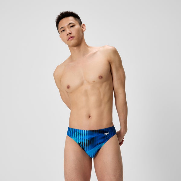 speedo Men's Club Training Printed Brief Blue