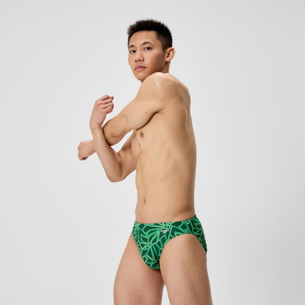 Speedo Men's Club Training Printed Brief Green