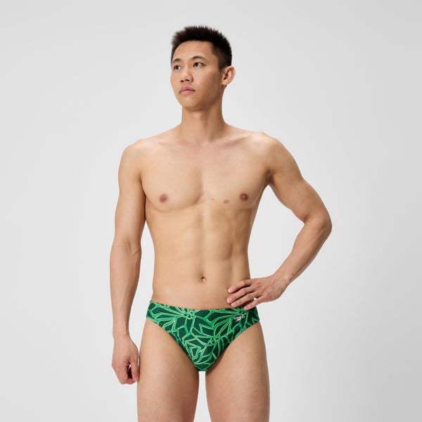 speedo Men's Club Training Printed Brief Green