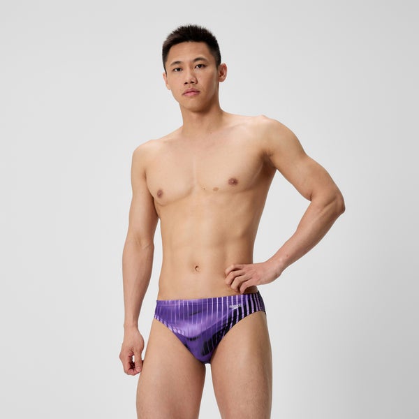 speedo Men's Club Training Printed Brief Purple