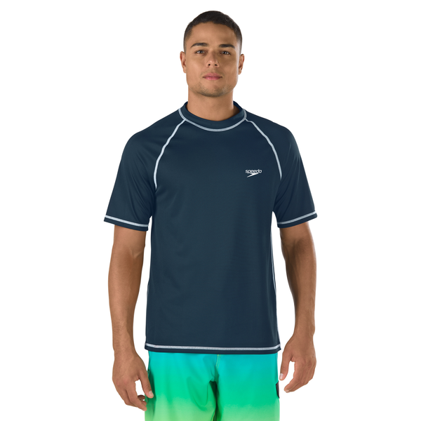 speedo Men's Easy Short Sleeve Swim Rashguard Navy