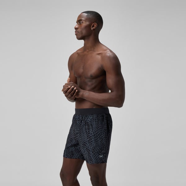 Speedo Men's Lookout Printed 16" Swim Trunks Black