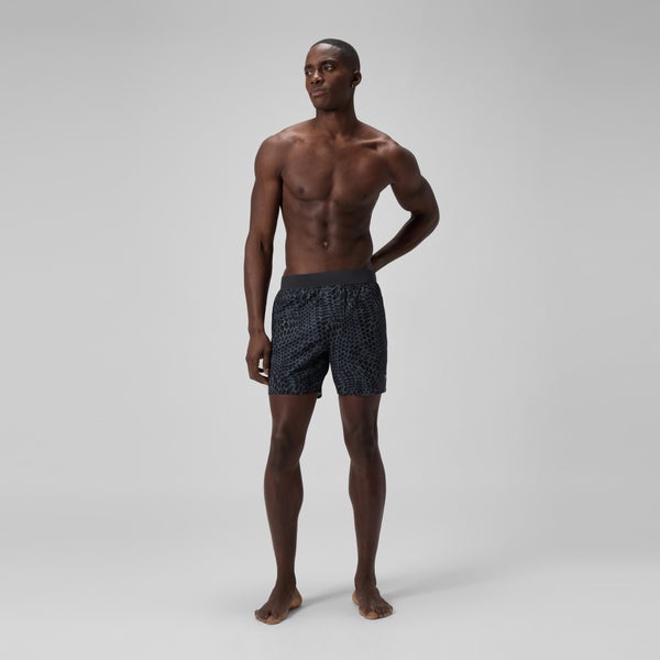 Speedo Men's Lookout Printed 16" Swim Trunks Black