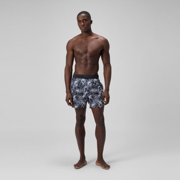 Speedo Men's Lookout Printed 16" Swim Trunks Gray