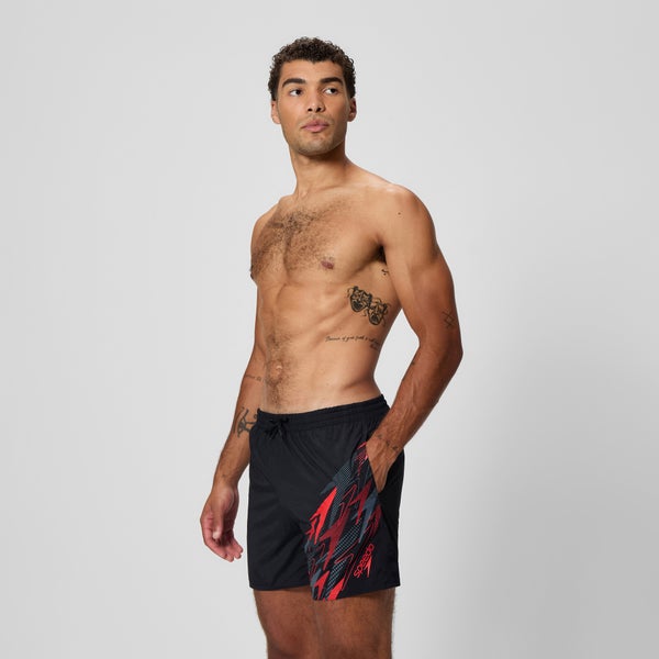 Speedo Men's Medley Logo 16" Swim Shorts Black/Red
