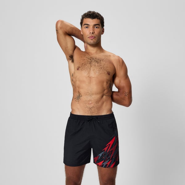speedo Men's Medley Logo 16" Swim Shorts Black/Red