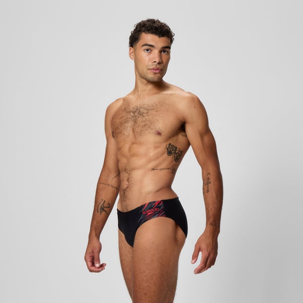 Speedo Men's Medley Logo Brief Black/Red