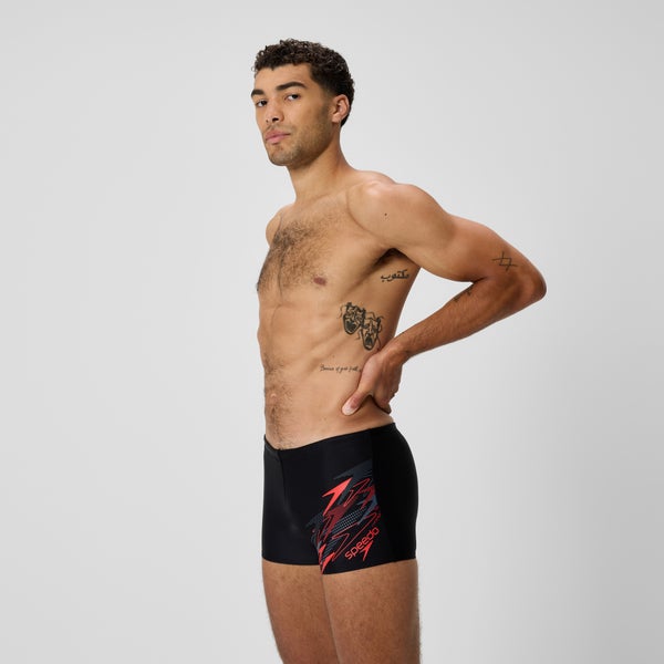 Speedo Men's Medley Logo Square Leg Black/Red