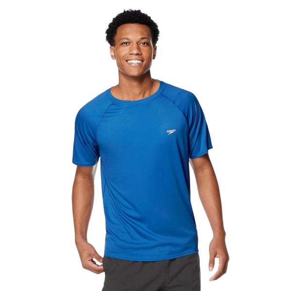 speedo Men's New Easy Short Sleeve Rashguard Blue