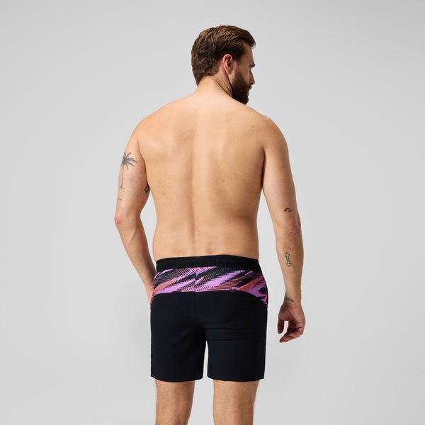Speedo Men's Panel 16" Swim Trunks Black/Pink