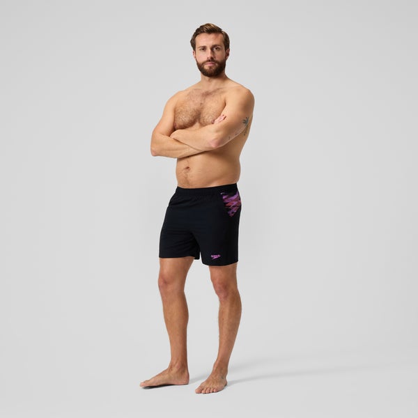 Speedo Men's Panel 16" Swim Trunks Black/Pink