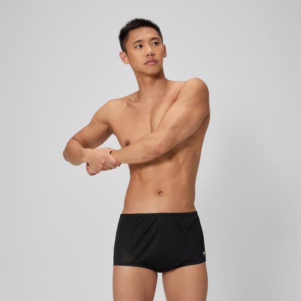 speedo Men's Solid Poly Mesh Training Suit Black