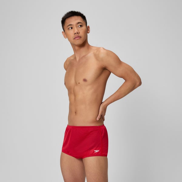 Speedo Men's Solid Poly Mesh Training Suit Red