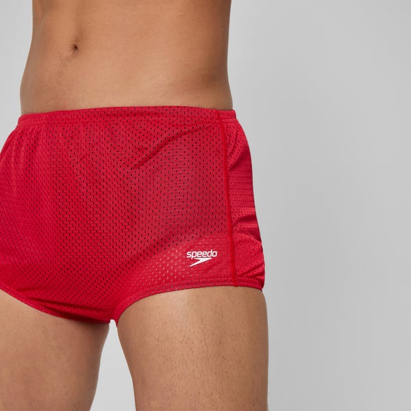Speedo Men's Solid Poly Mesh Training Suit Red