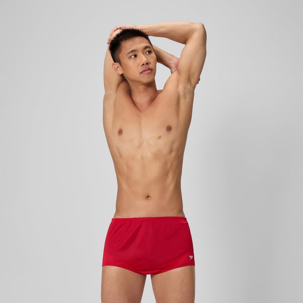speedo Men's Solid Poly Mesh Training Suit Red