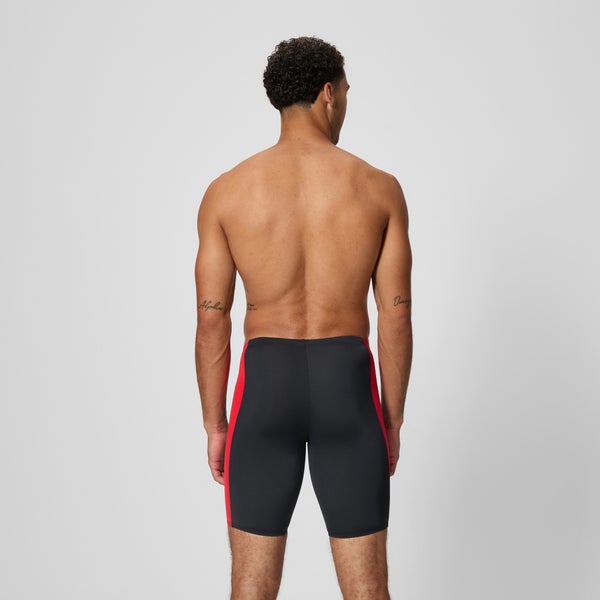 Speedo Men's Solid Splice Jammer Black/Red