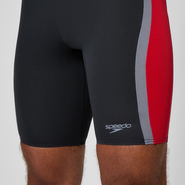 Speedo Men's Solid Splice Jammer Black/Red