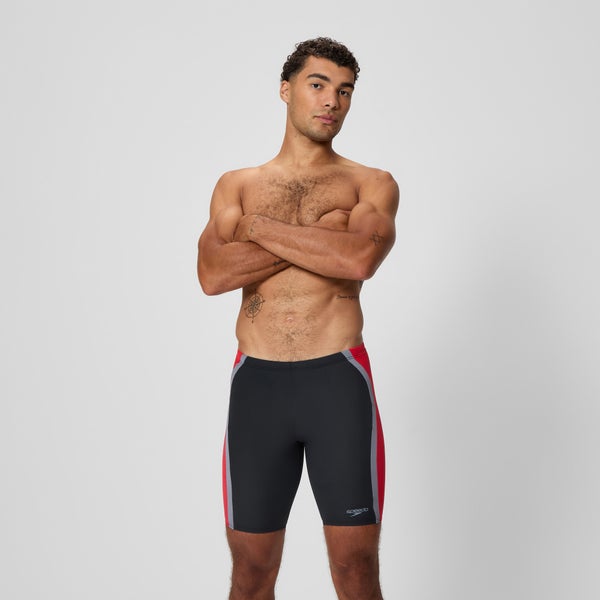 speedo Men's Solid Splice Jammer Black/Red