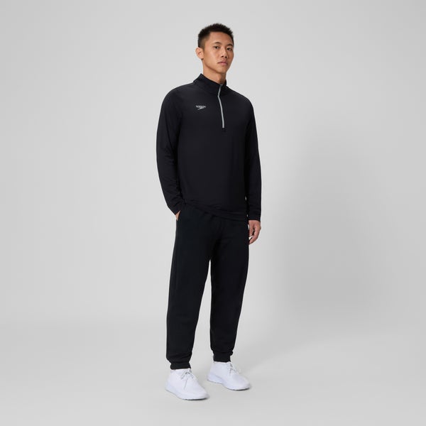 Speedo Unisex Long Sleeve Solid Quarter Zip Black