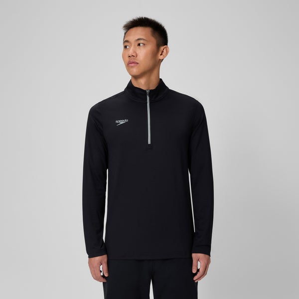 speedo Unisex Long Sleeve Solid Quarter Zip Black