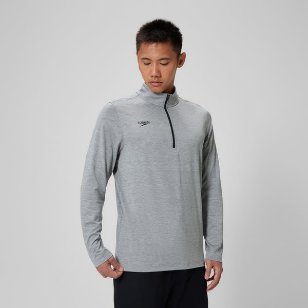 Speedo Unisex Long Sleeve Solid Quarter Zip Gray