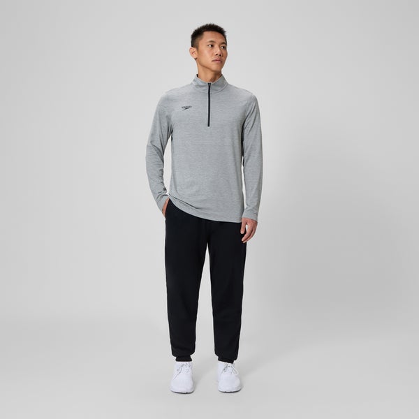 Speedo Unisex Long Sleeve Solid Quarter Zip Gray
