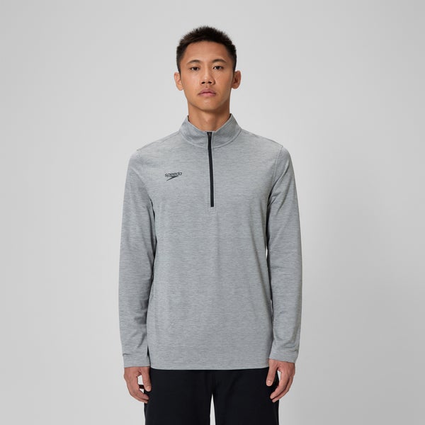 speedo Unisex Long Sleeve Solid Quarter Zip Gray