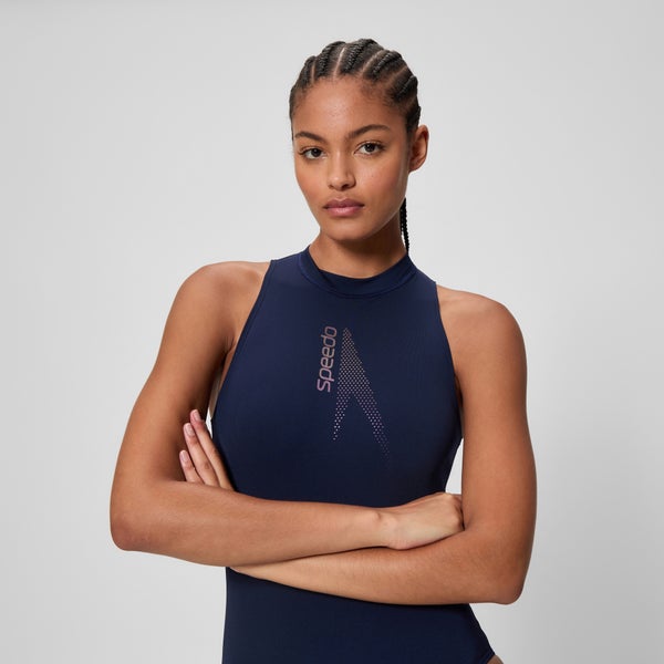 Speedo Women's Boom Solid Hydrasuit Navy/Pink