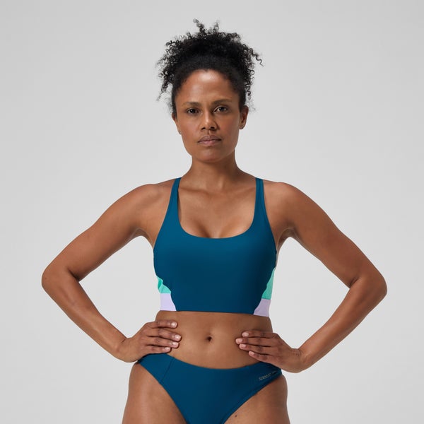 speedo Women's Colorblock Bikini Top Blue/Purple