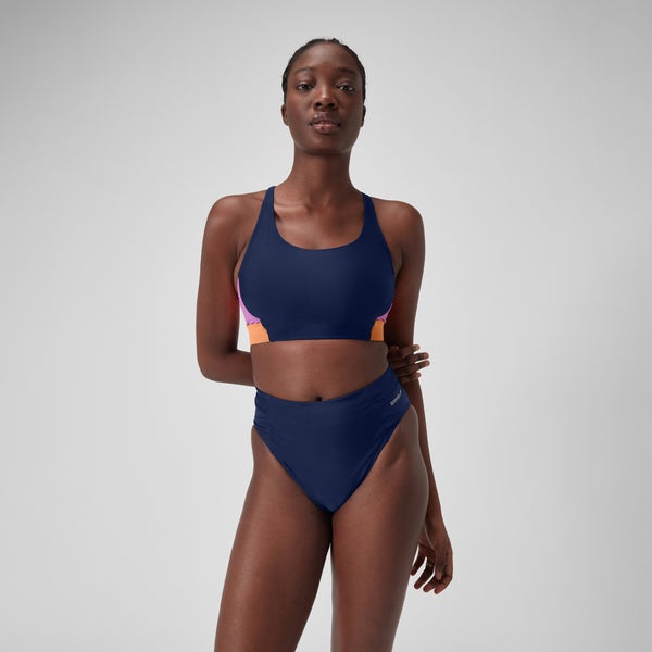 speedo Women's Colorblock Bikini Top Blue
