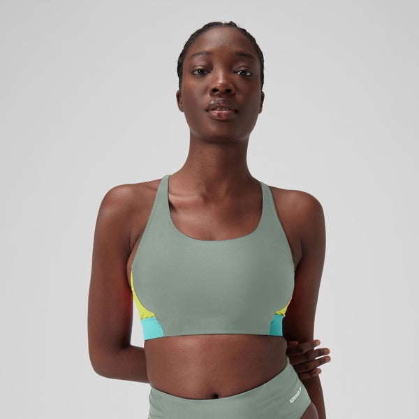 speedo Women's Colourblock Crop Top Green