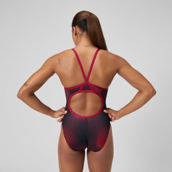 Speedo Women's Flow Flyback One Piece Black/Maroon