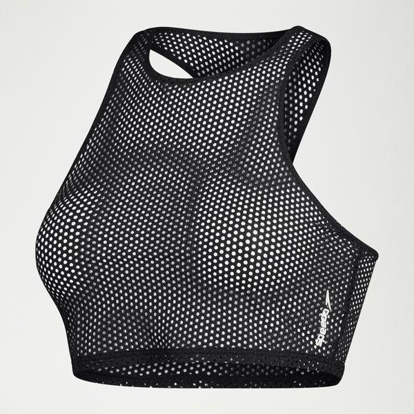 Speedo Women's FLU3NTE Mesh Bikini Crop Top Black