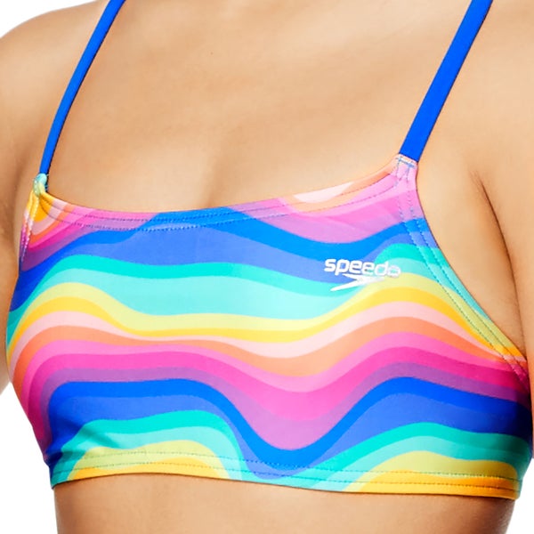 Speedo Women's Print Strappy Bikini Top Blue