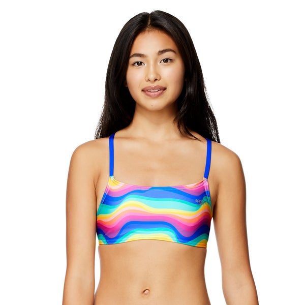 speedo Women's Print Strappy Bikini Top Blue