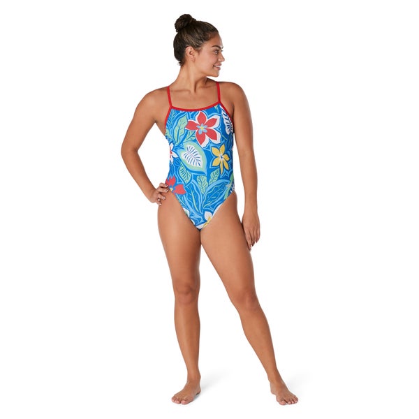 Speedo Women's Printed One Back One Piece Blue