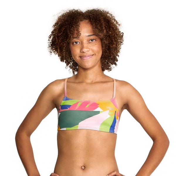 speedo Women's Printed Strappy Bikini Top Green