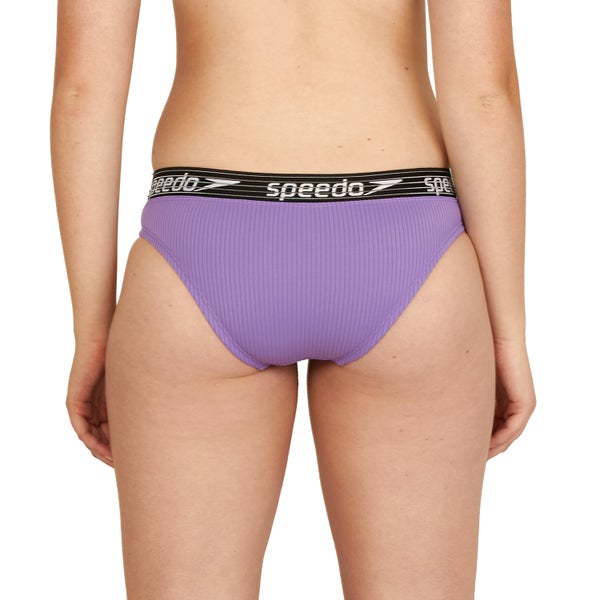Speedo Women's Rib Logo Bikini Bottom Purple
