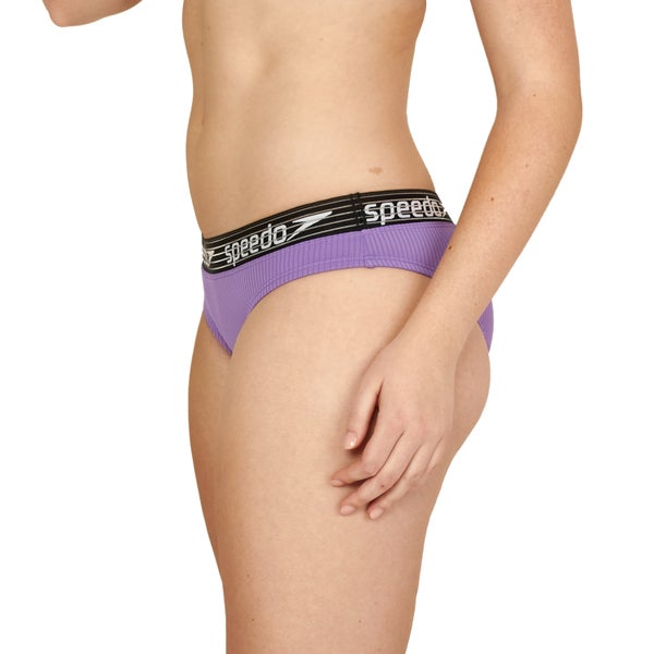 Speedo Women's Rib Logo Bikini Bottom Purple