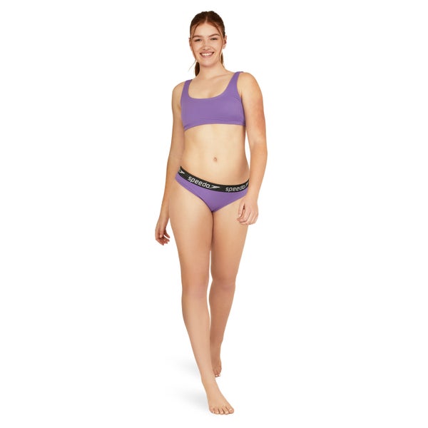 Speedo Women's Rib Logo Bikini Bottom Purple
