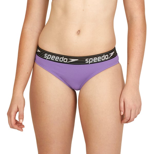 speedo Women's Rib Logo Bikini Bottom Purple