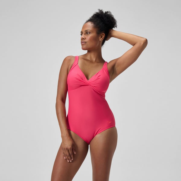 speedo Women's Shaping Cross Knot One Piece Red