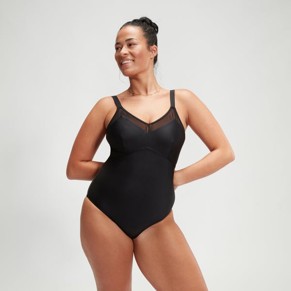 Speedo Women's Shaping Mesh Detail One Piece Black